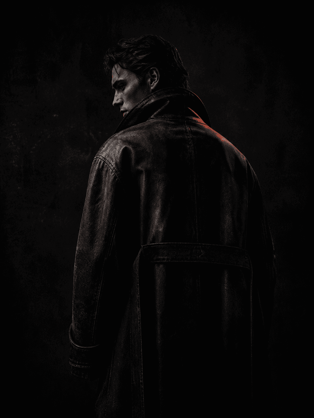 BLCKHOLE figure in a heavyweight leather coat